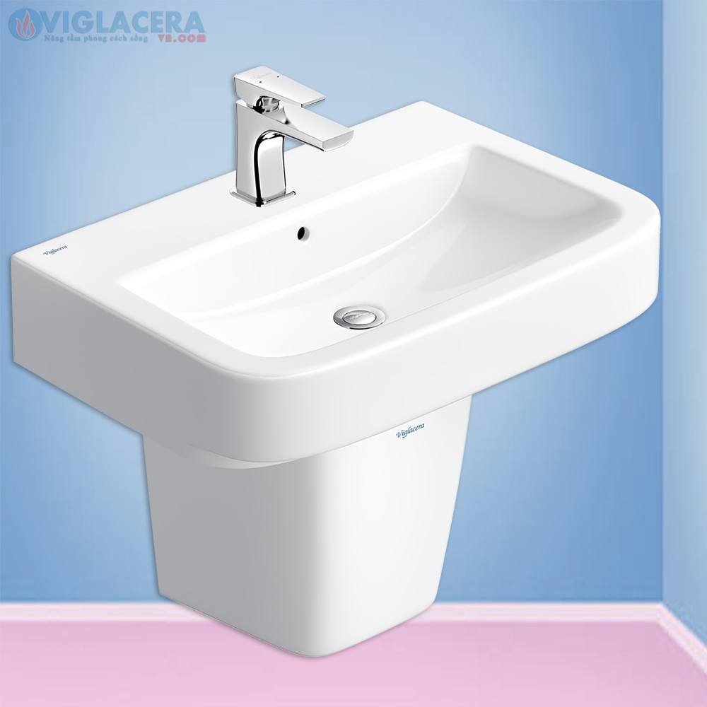 Bộ chậu rửa mặt lavabo treop tường Viglacera V50 (CD50) kèm chân đỡ treo tưởng nhỏ gọn, vững chắc.