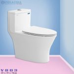 Bồn cầu, bệt vệ sinh két liền 1 khối Viglacera V803 chính hãng giá rẻ, xả xoáy, men Nano kháng khuẩn