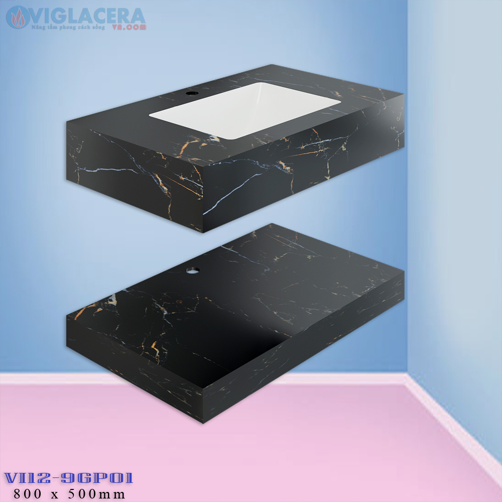 Chậu rửa lavabo đặt bàn đá 2 tầng Viglacera Vi12 9GP01 chính hãng giá rẻ, men Nano kháng khuẩn