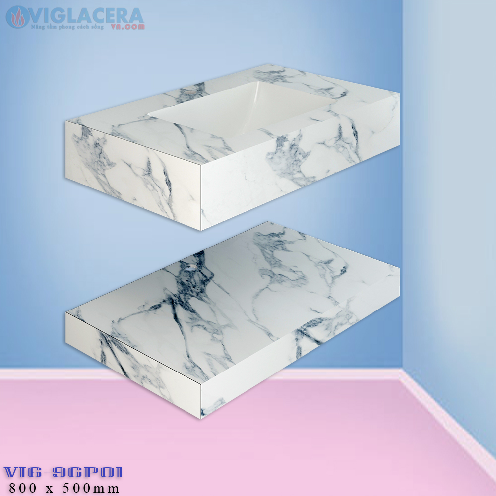 Chậu rửa lavabo đặt bàn đá 2 tầng Viglacera Vi6 9GP01 chính hãng giá rẻ, men Nano kháng khuẩn