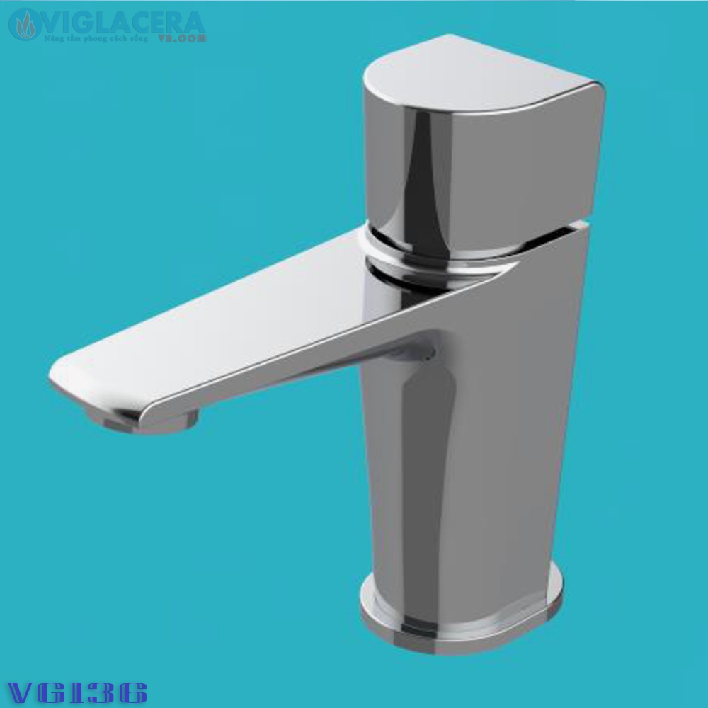 Vòi chậu rửa mặt lavabo nóng lạnh Vigalcera VG136 chính hãng giá rẻ, thân vòi đúc từ đồng thau nguyên chất mạ Ni + Crom sáng bóng
