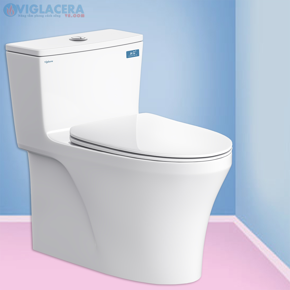 Bồn cầu, bệt vệ sinh két liền 1 khối Viglacera HL2 chính hãng giá rẻ, xả xoáy, men Nano kháng khuẩn