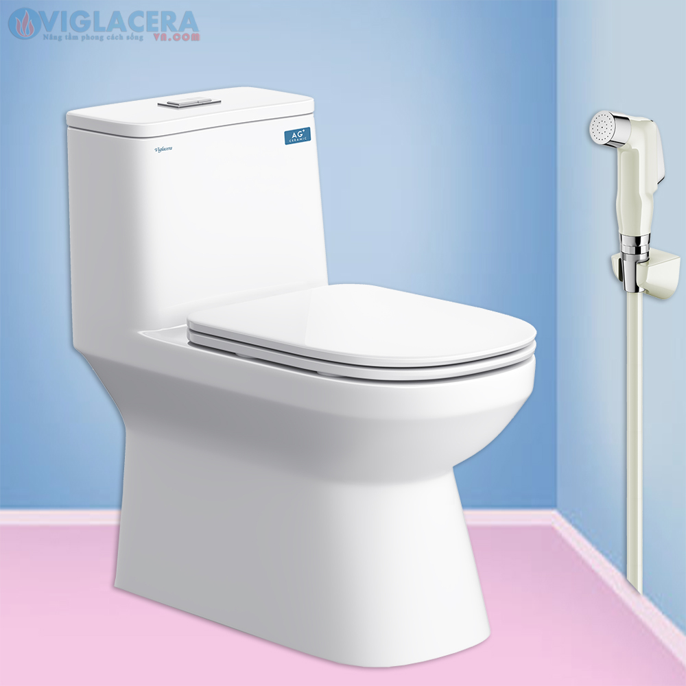 Bồn cầu, bệt vệ sinh két liền 1 khối Viglacera V816 chính hãng giá rẻ, xả xoáy, men Nano kháng khuẩn