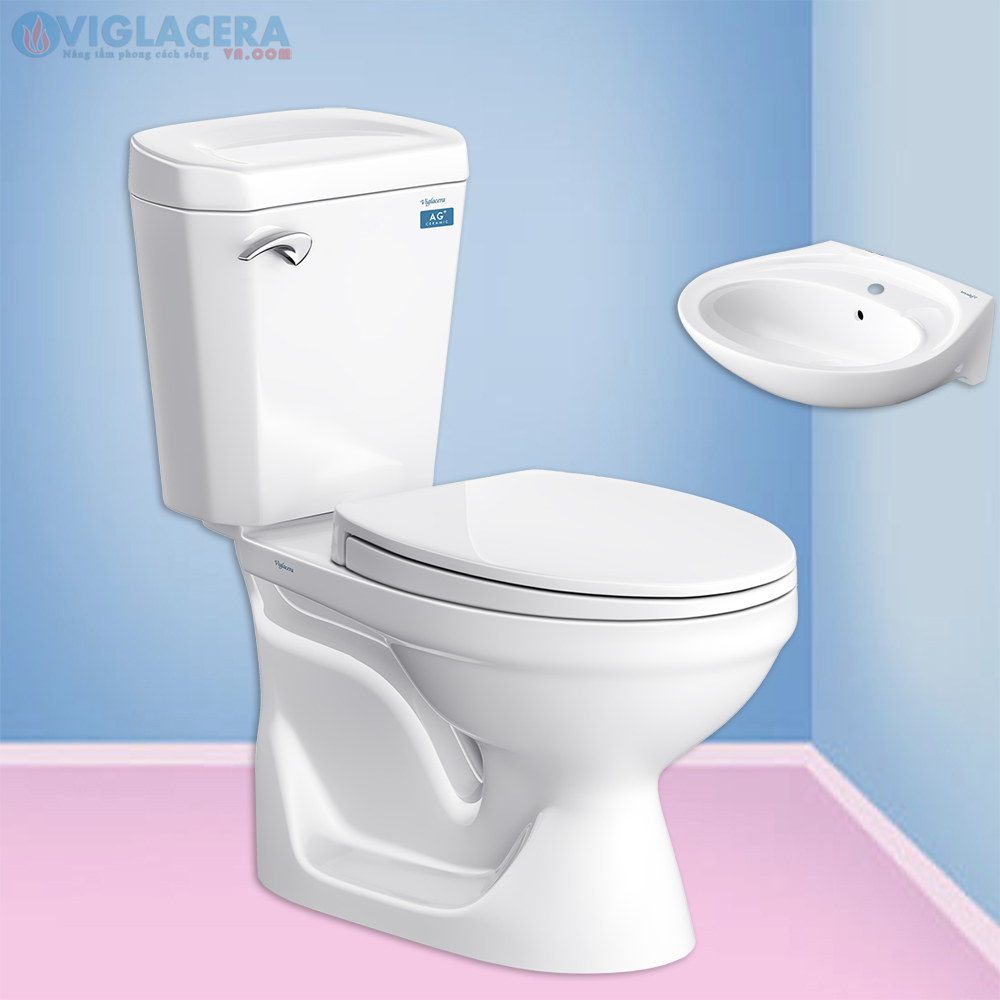 Bồn cầu két rời 2 khối Viglacera Vi77 nắp V116
