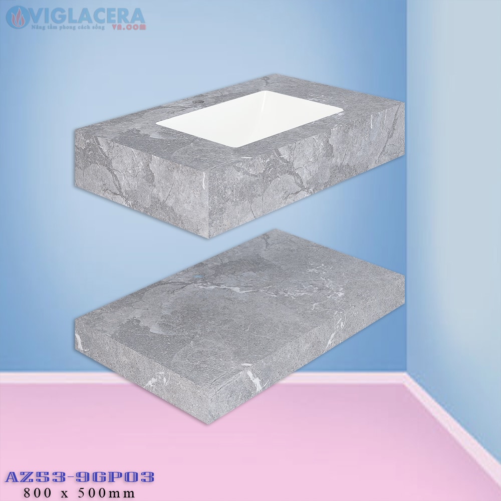 Chậu rửa lavabo đặt bàn đá 2 tầng Viglacera AZ53 9GP03 chính hãng giá rẻ, men Nano kháng khuẩn