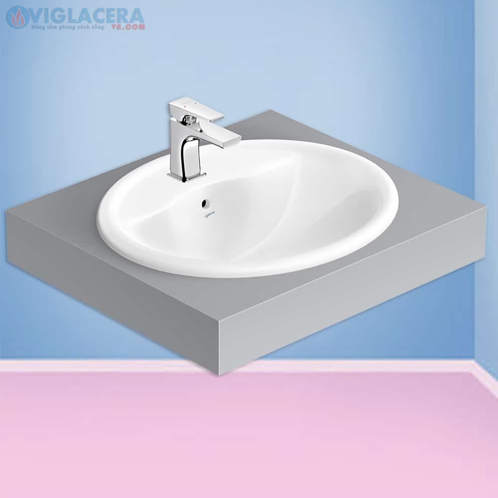 Bộ chậu rửa mặt lavabo âm bàn Viglacera CD1, men nano titan kháng khuẩn