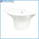 Chậu rửa lavabo treo tường nhỏ gọn Viglacera V63 chính hãng men Nano Titan kháng khuẩn chống bám bẩn