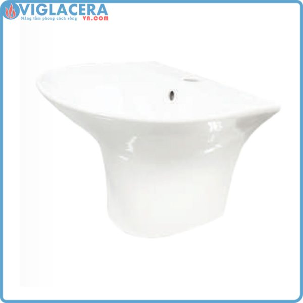 Chậu rửa lavabo treo tường nhỏ gọn Viglacera V63 chính hãng men Nano Titan kháng khuẩn chống bám bẩn