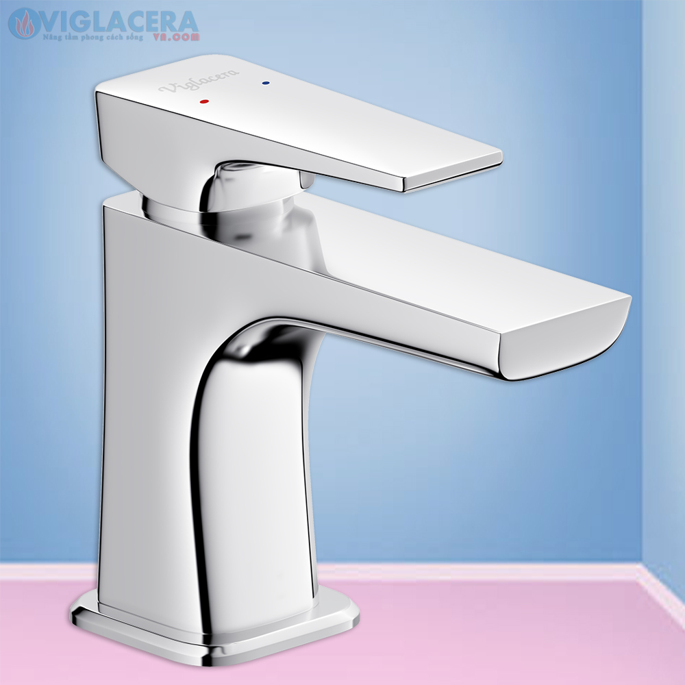 Vòi chậu rửa lavabo nóng lạnh Viglacera VG143 chính hãng đúc nguyên khối từ đồng thau cao cấp.