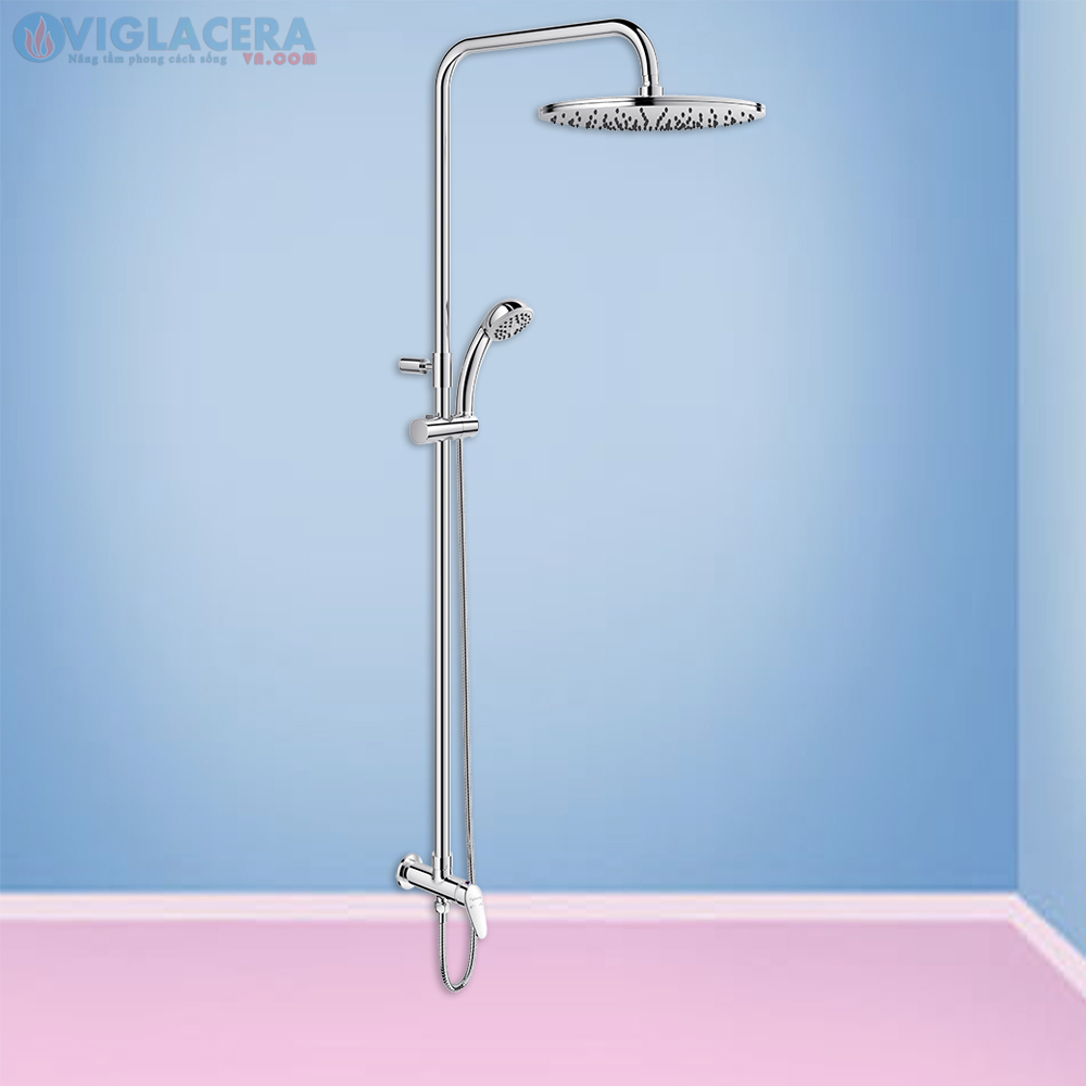 Bộ vòi sen cây tắm đứng 1 đường nước lạnh Viglacera VG594 chính hãng 100%, bát sen mưa đường kính lớn cho áp lục nước mạnh
