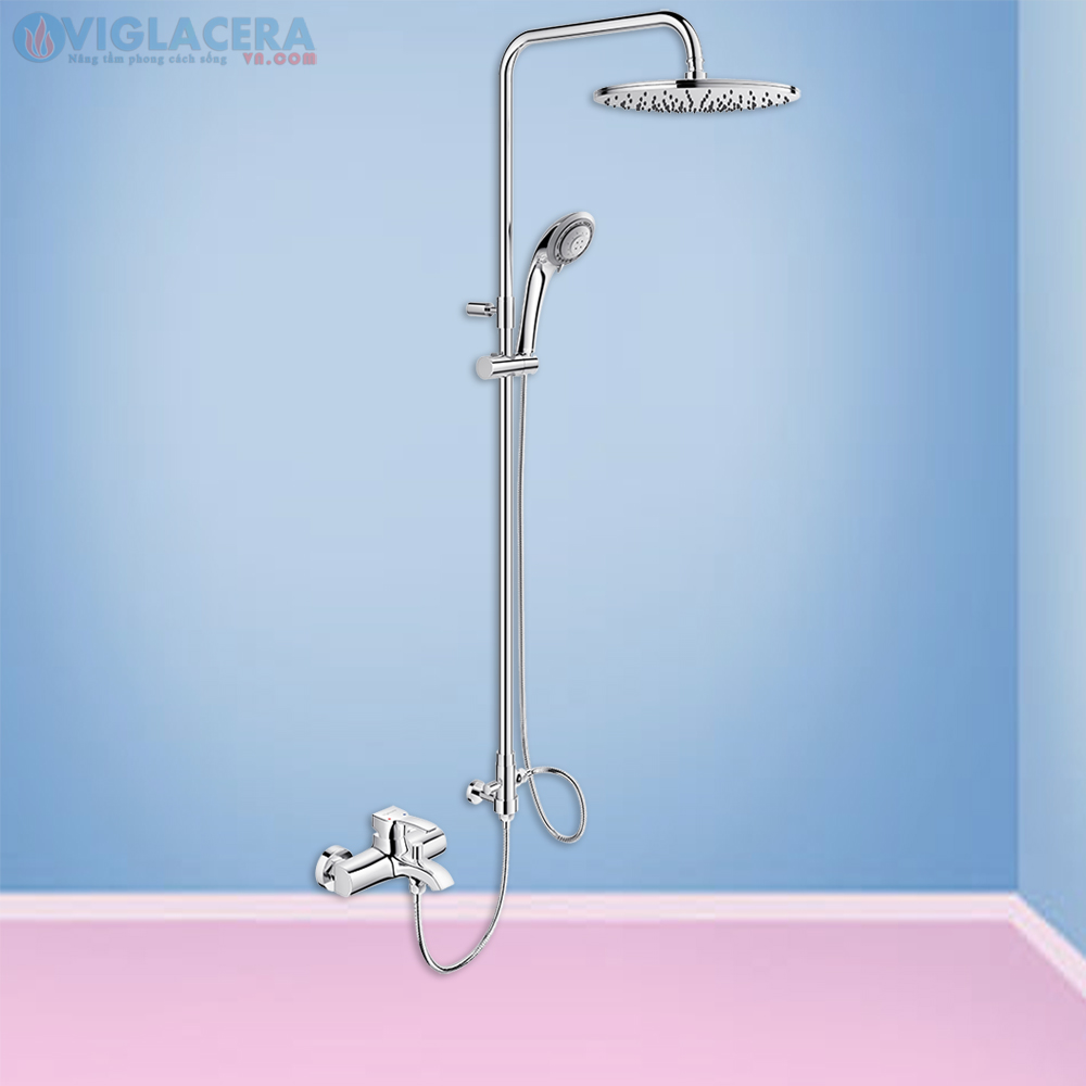 Bộ vòi sen cây tắm đứng 2 đường nước nóng lạnh Viglacera VG511.1 chính hãng 100%, bát sen mưa đường kính lớn cho áp lục nước mạnh