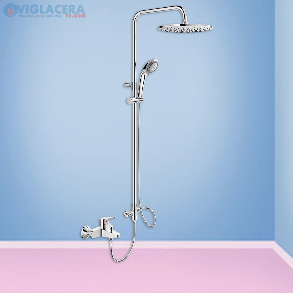 Bộ vòi sen cây tắm đứng 2 đường nước nóng lạnh Viglacera VG515.1 chính hãng 100%, bát sen mưa đường kính lớn cho áp lục nước mạnh