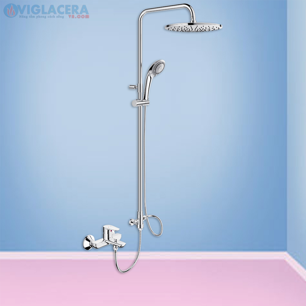 Bộ vòi sen cây tắm đứng 2 đường nước nóng lạnh Viglacera VG532.1 chính hãng 100%, bát sen mưa đường kính lớn cho áp lục nước mạnh