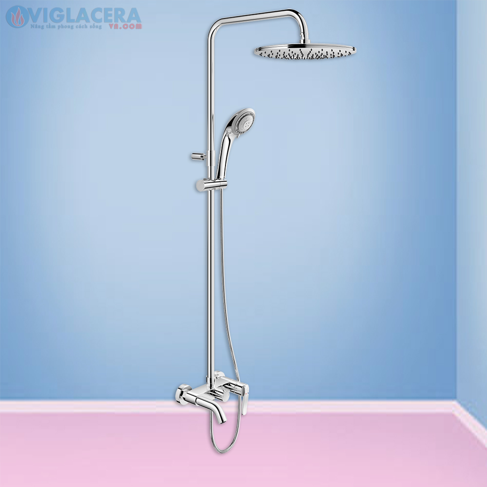 Bộ vòi sen cây tắm đứng 2 đường nước nóng lạnh Viglacera VG581 chính hãng 100%, bát sen mưa đường kính lớn cho áp lục nước mạnh
