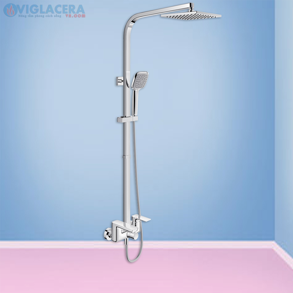Bộ vòi sen cây tắm đứng 2 đường nước nóng lạnh Viglacera VG593 chính hãng 100%, bát sen mưa đường kính lớn cho áp lục nước mạnh
