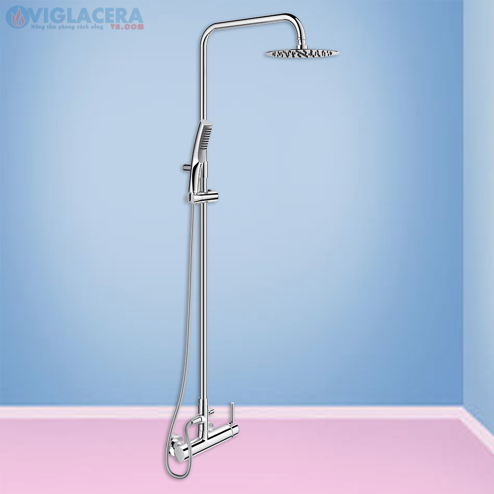 Bộ vòi sen cây tắm đứng 2 đường nước nóng lạnh Viglacera VG596 chính hãng 100%, bát sen mưa đường kính lớn cho áp lục nước mạnh